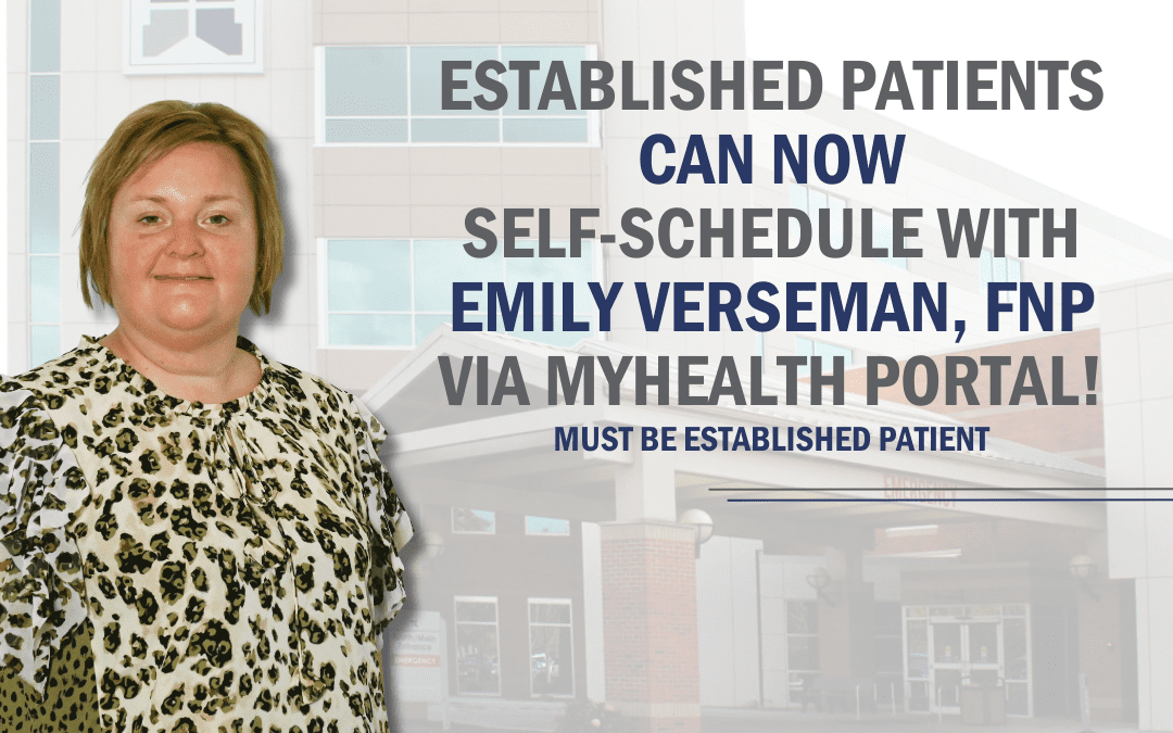 DCMH Announces Self-Scheduling with Emily Verseman, FNP